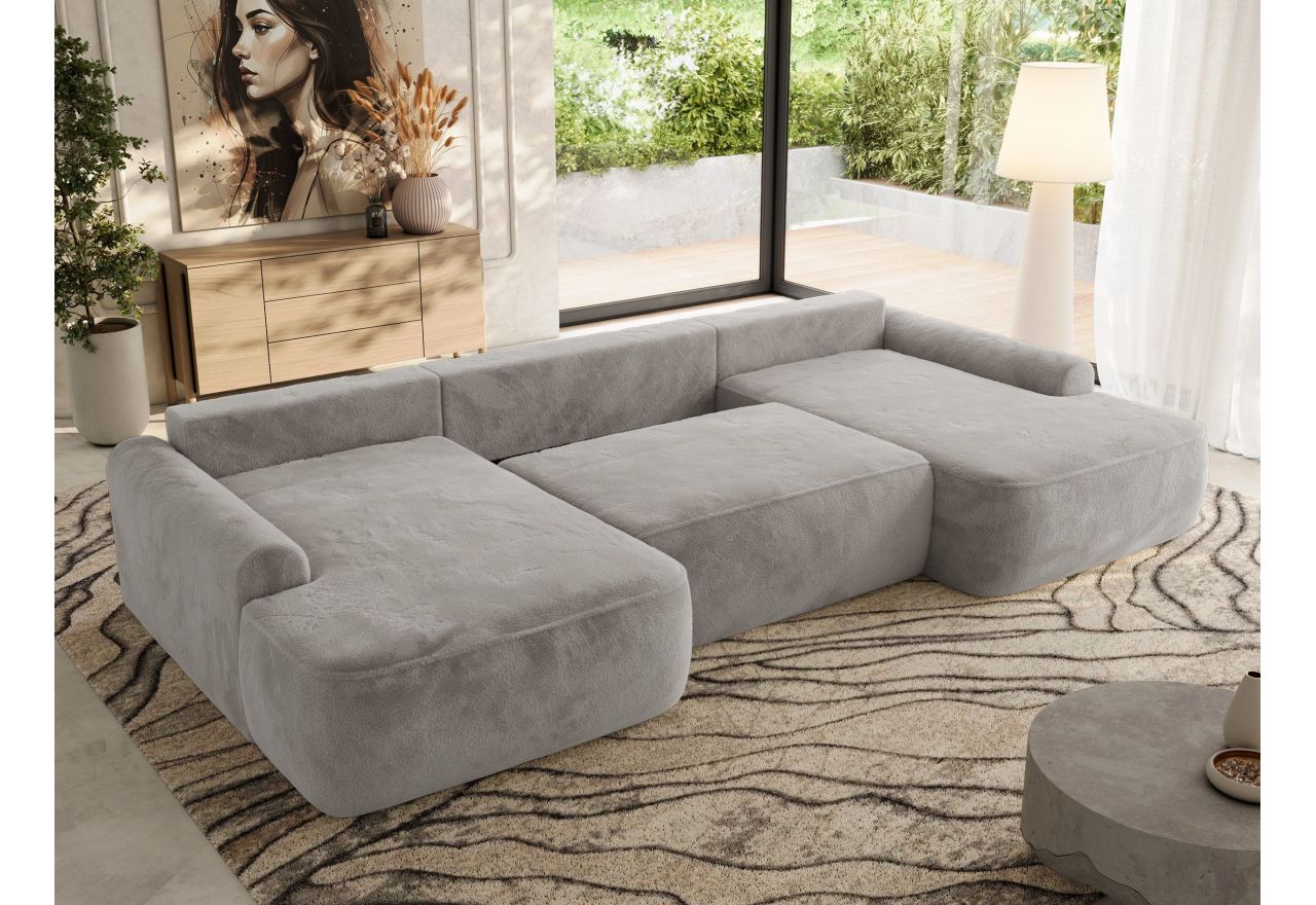 Narożnik CUBO U -  jasnoszary, plusz