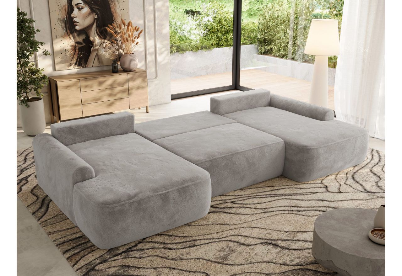 Narożnik CUBO U -  jasnoszary, plusz