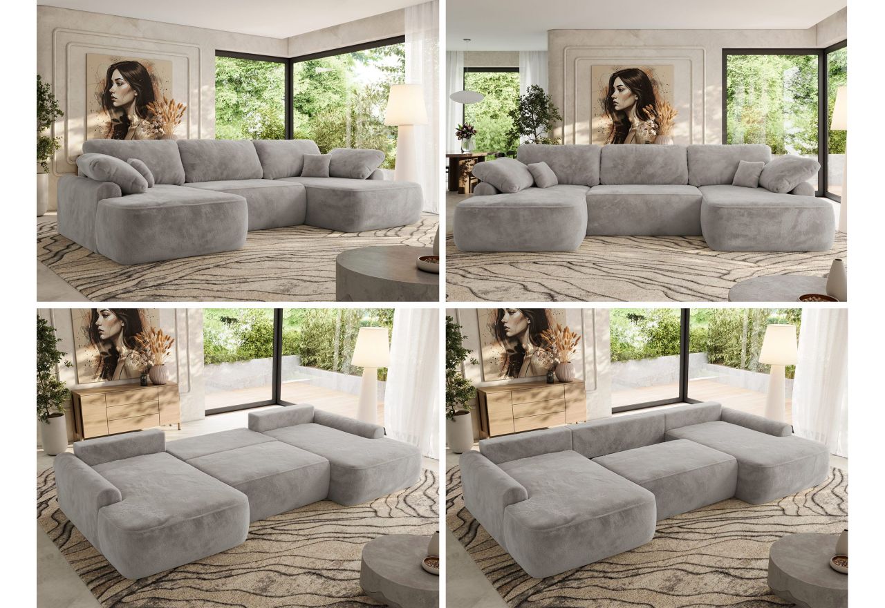 Narożnik CUBO U -  jasnoszary, plusz