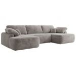 Narożnik CUBO U -  jasnoszary, plusz