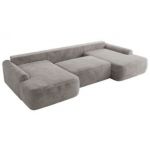 Narożnik CUBO U -  jasnoszary, plusz