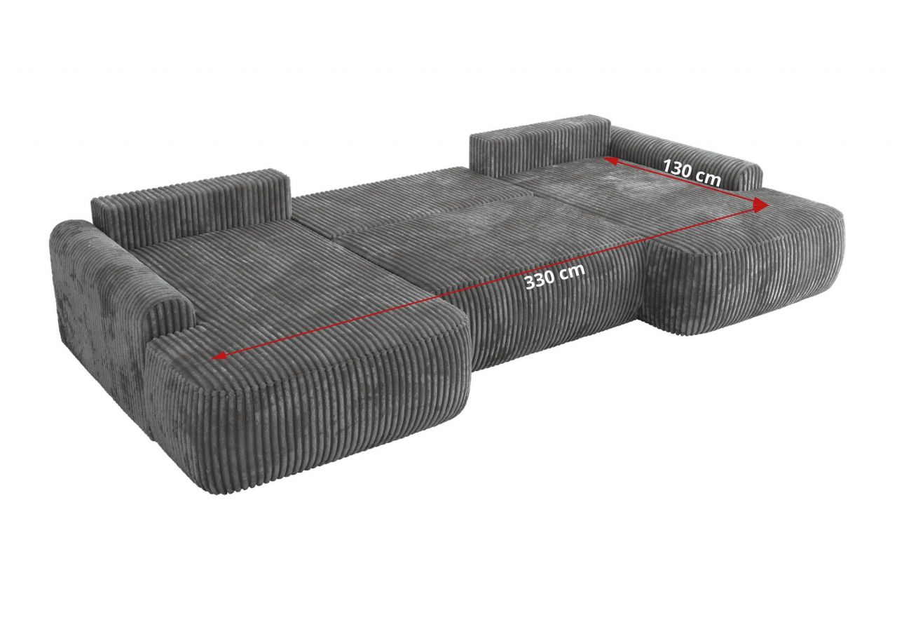 Narożnik CUBO U -  szary, sztruks