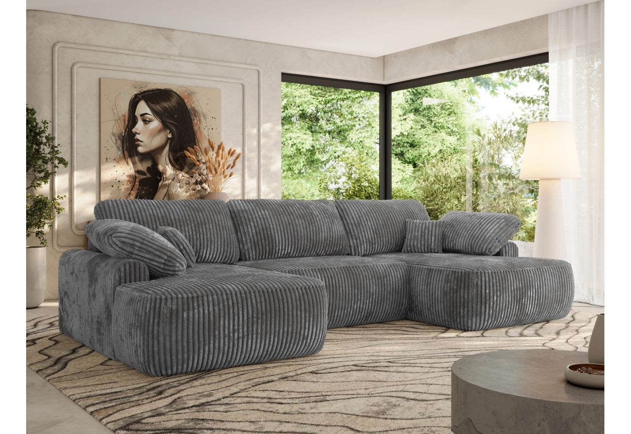 Narożnik CUBO U -  szary, sztruks