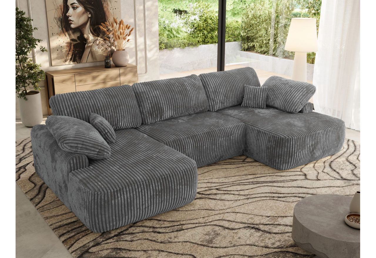 Narożnik CUBO U -  szary, sztruks