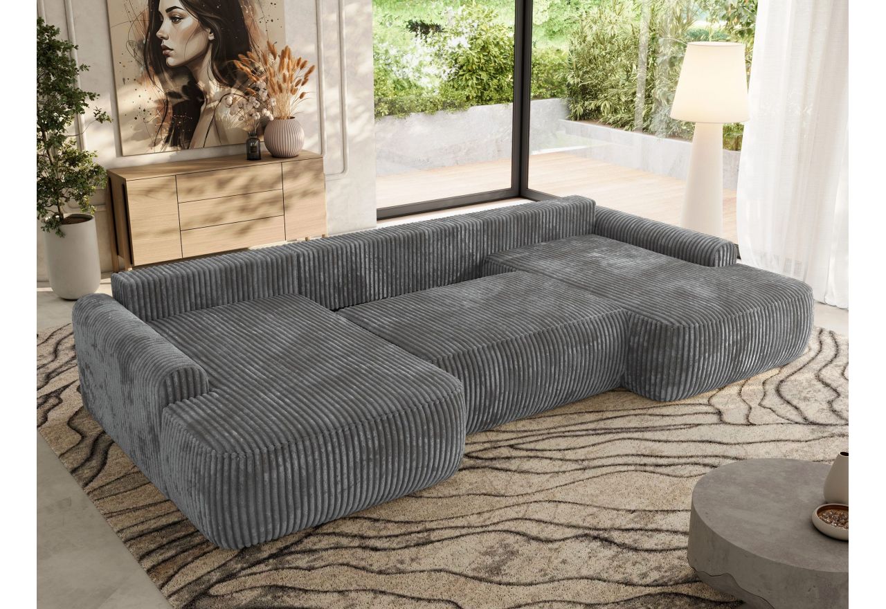 Narożnik CUBO U -  szary, sztruks