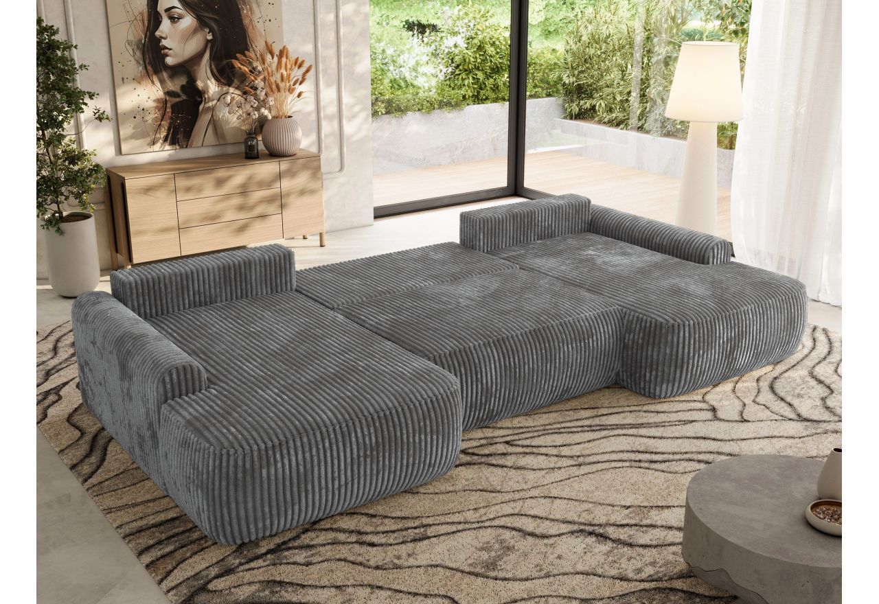 Narożnik CUBO U -  szary, sztruks