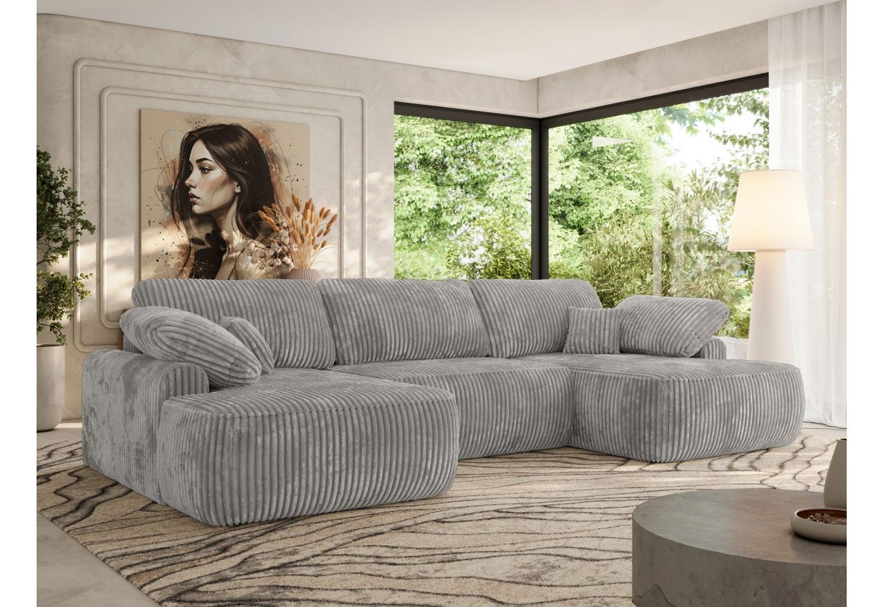 Narożnik CUBO U -  jasnoszary, sztruks