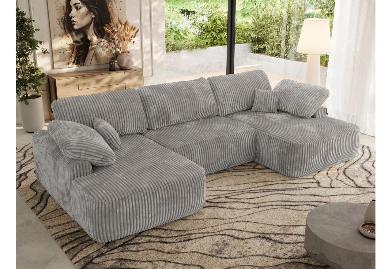 Narożnik CUBO U -  jasnoszary, sztruks