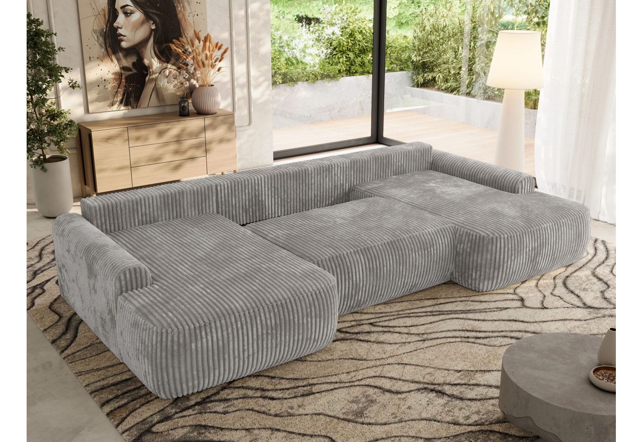 Narożnik CUBO U -  jasnoszary, sztruks