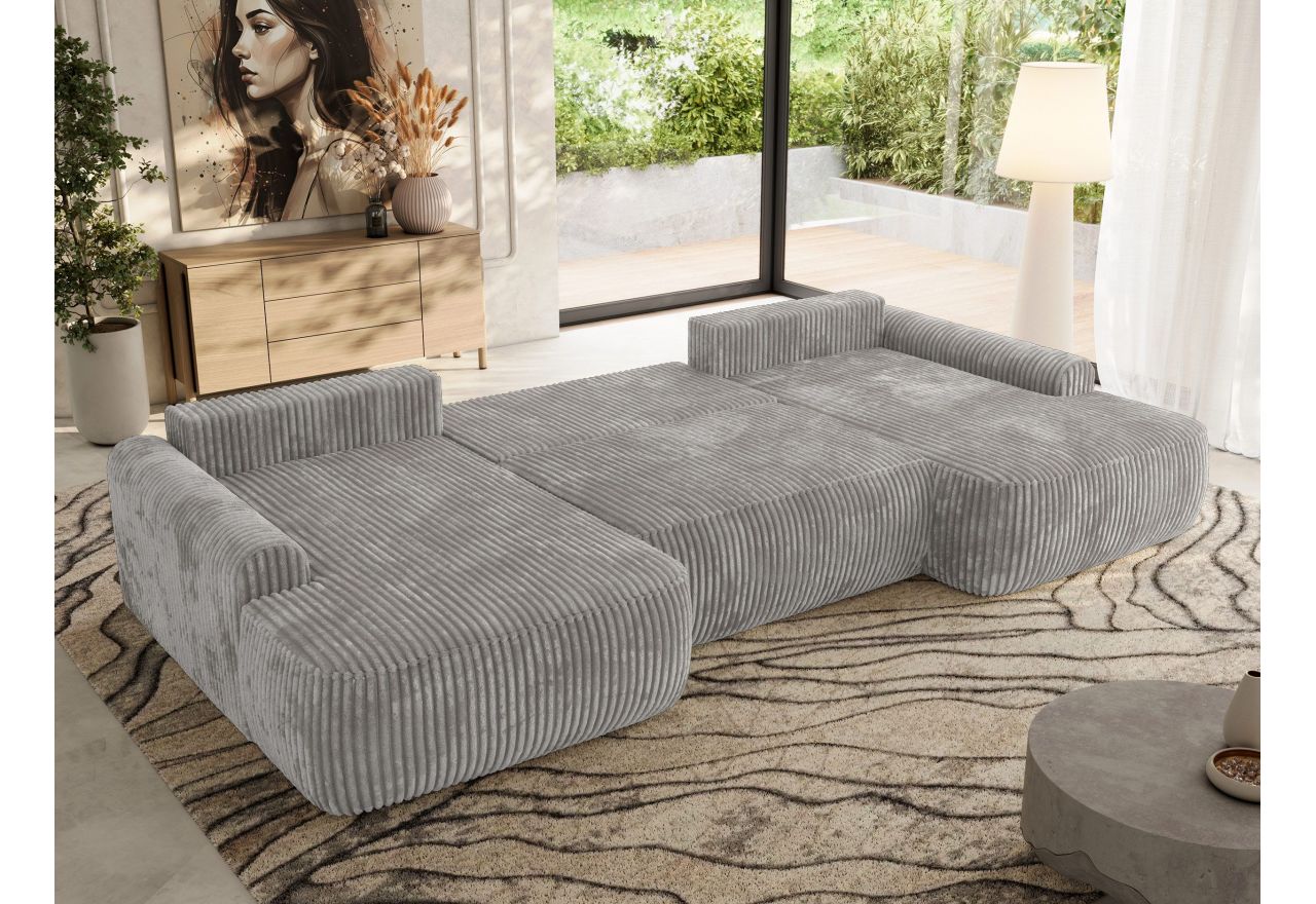 Narożnik CUBO U -  jasnoszary, sztruks