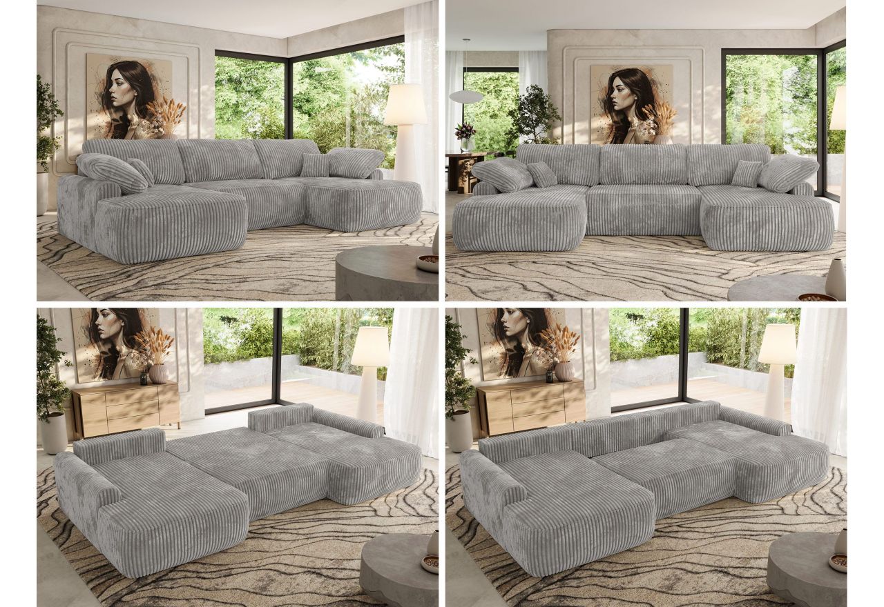 Narożnik CUBO U -  jasnoszary, sztruks