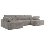 Narożnik CUBO U -  jasnoszary, sztruks