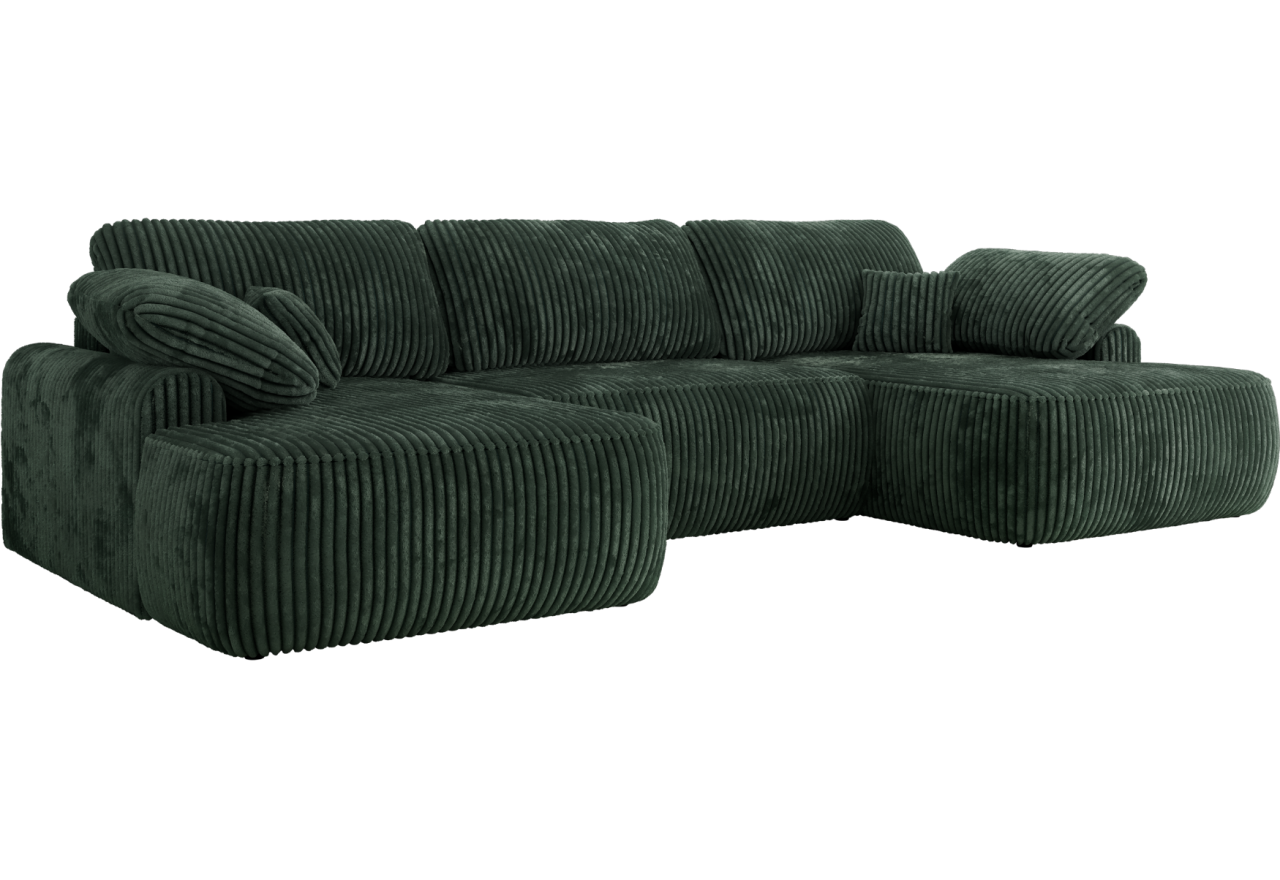 Narożnik CUBO U -  ciemnozielony, sztruks