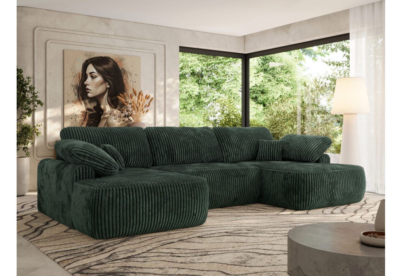 Narożnik CUBO U -  ciemnozielony, sztruks