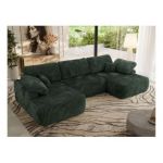 Narożnik CUBO U -  ciemnozielony, sztruks