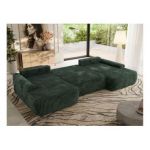 Narożnik CUBO U -  ciemnozielony, sztruks