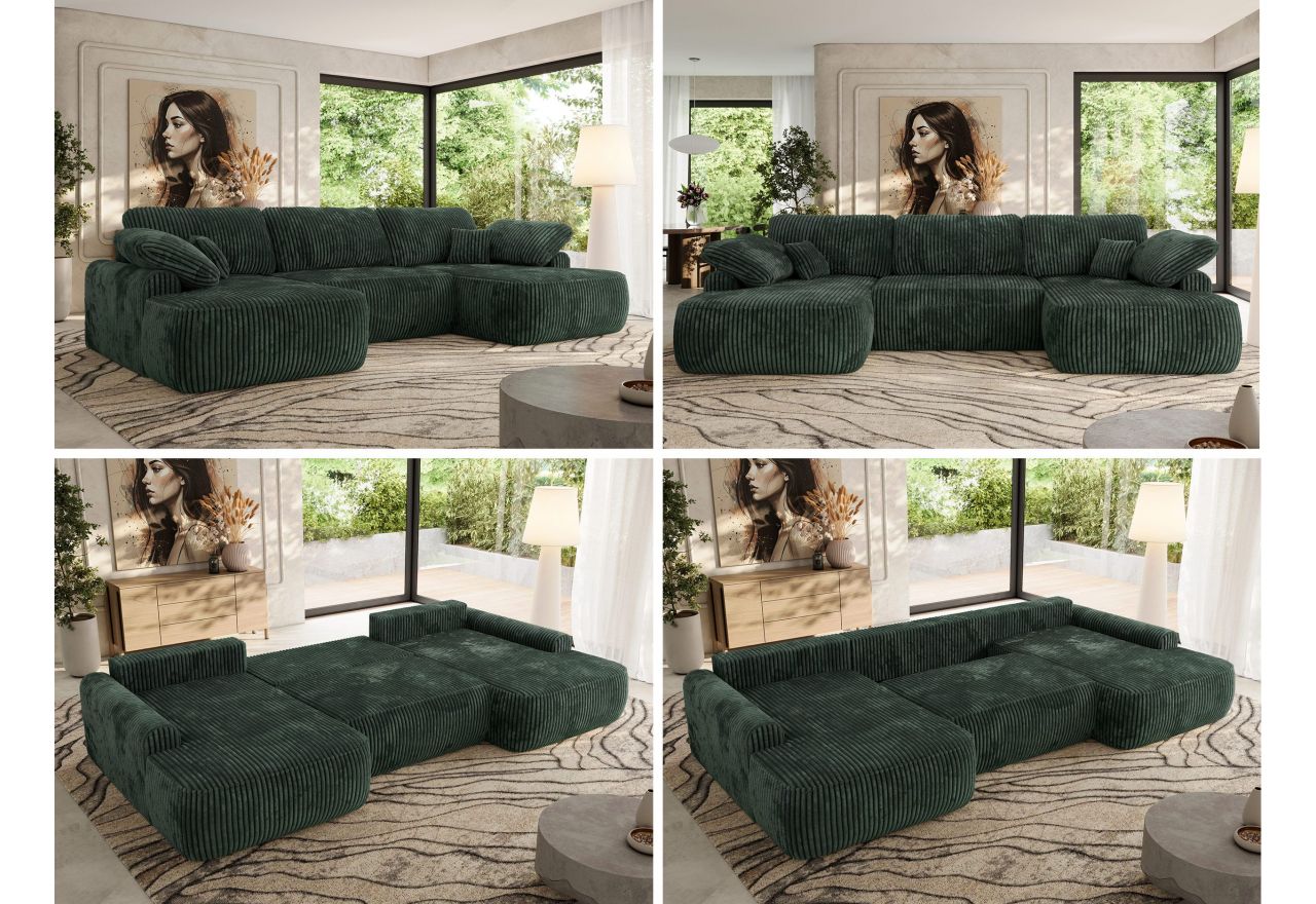 Narożnik CUBO U -  ciemnozielony, sztruks