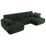 Narożnik CUBO U -  ciemnozielony, sztruks