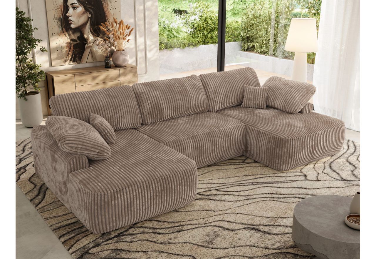 Narożnik CUBO U -  brązowy, sztruks