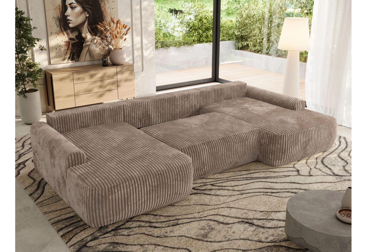 Narożnik CUBO U -  brązowy, sztruks