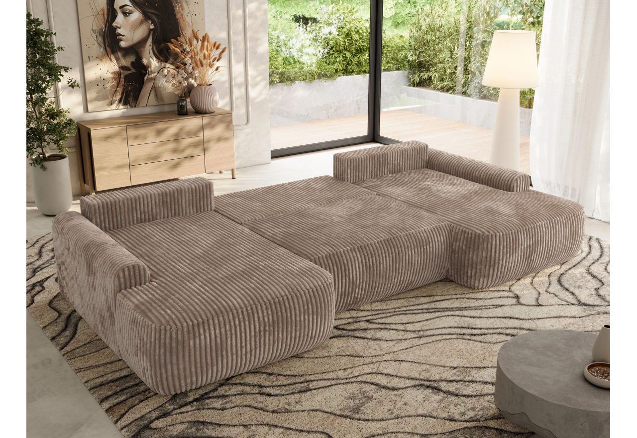 Narożnik CUBO U -  brązowy, sztruks