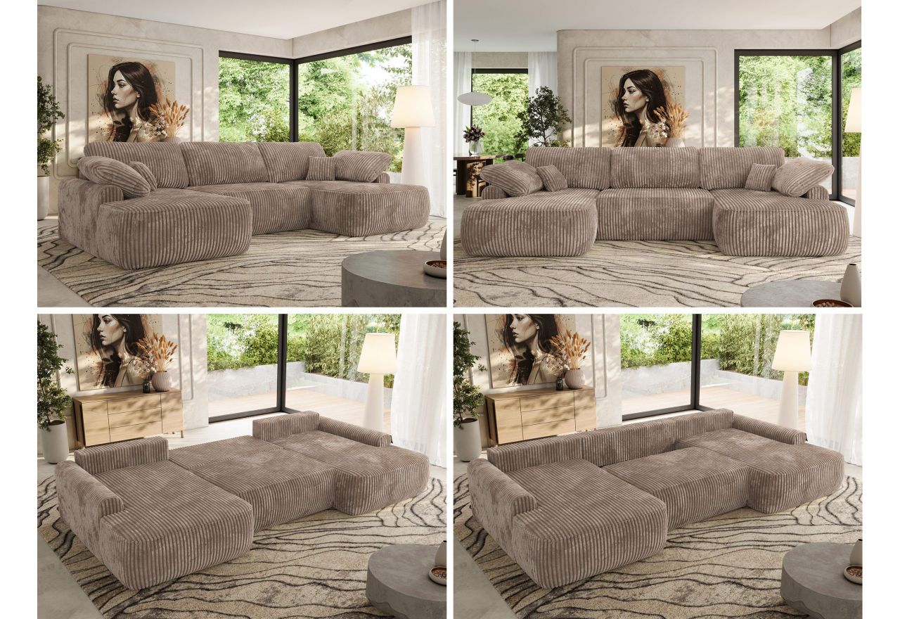 Narożnik CUBO U -  brązowy, sztruks