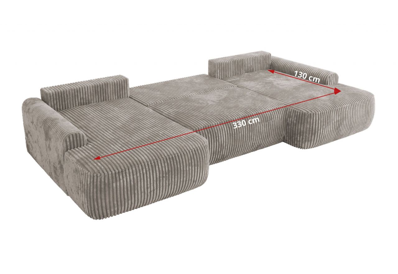 Narożnik CUBO U -  jasnobrązowy, sztruks