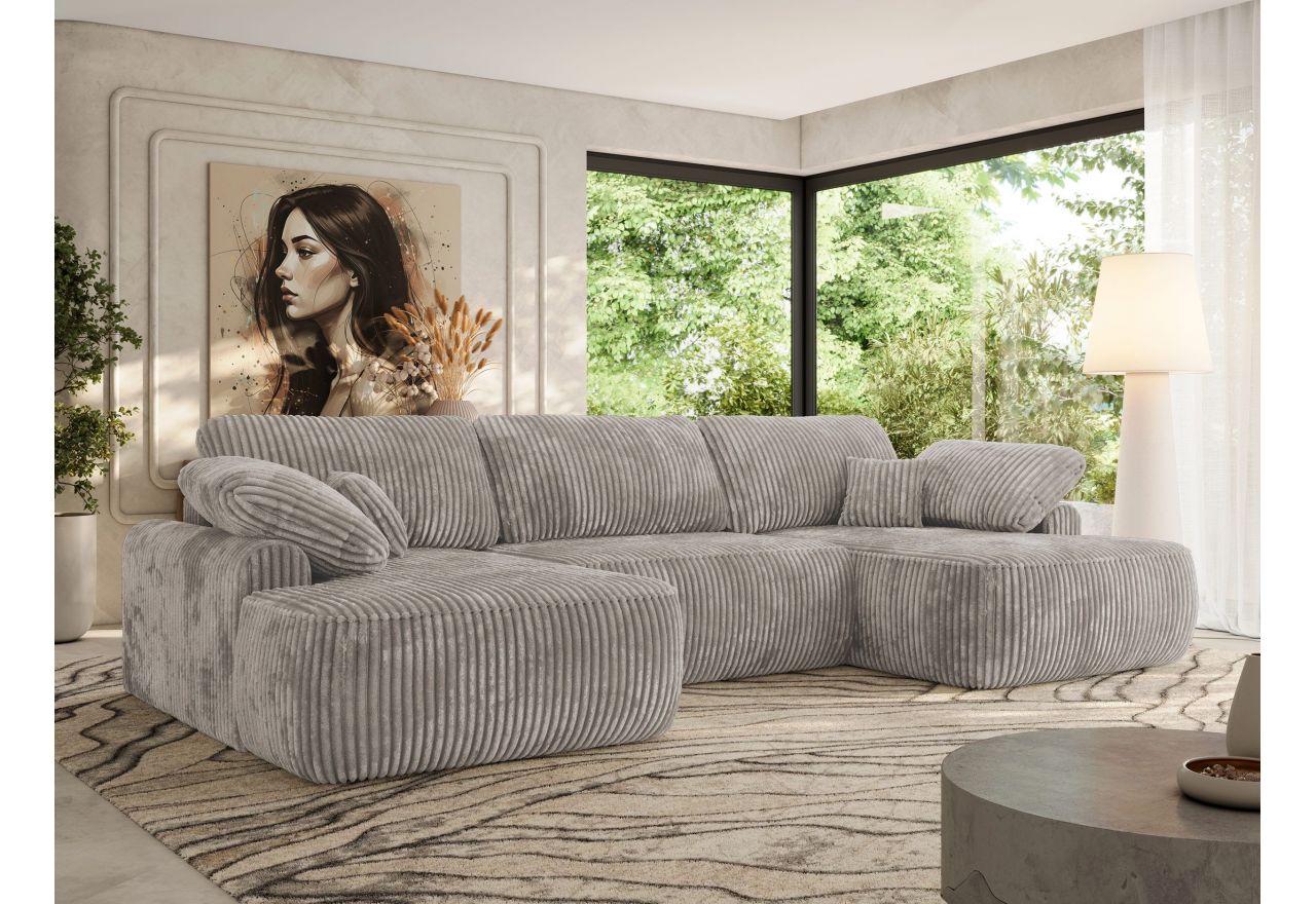 Narożnik CUBO U -  jasnobrązowy, sztruks