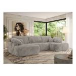 Narożnik CUBO U -  jasnobrązowy, sztruks