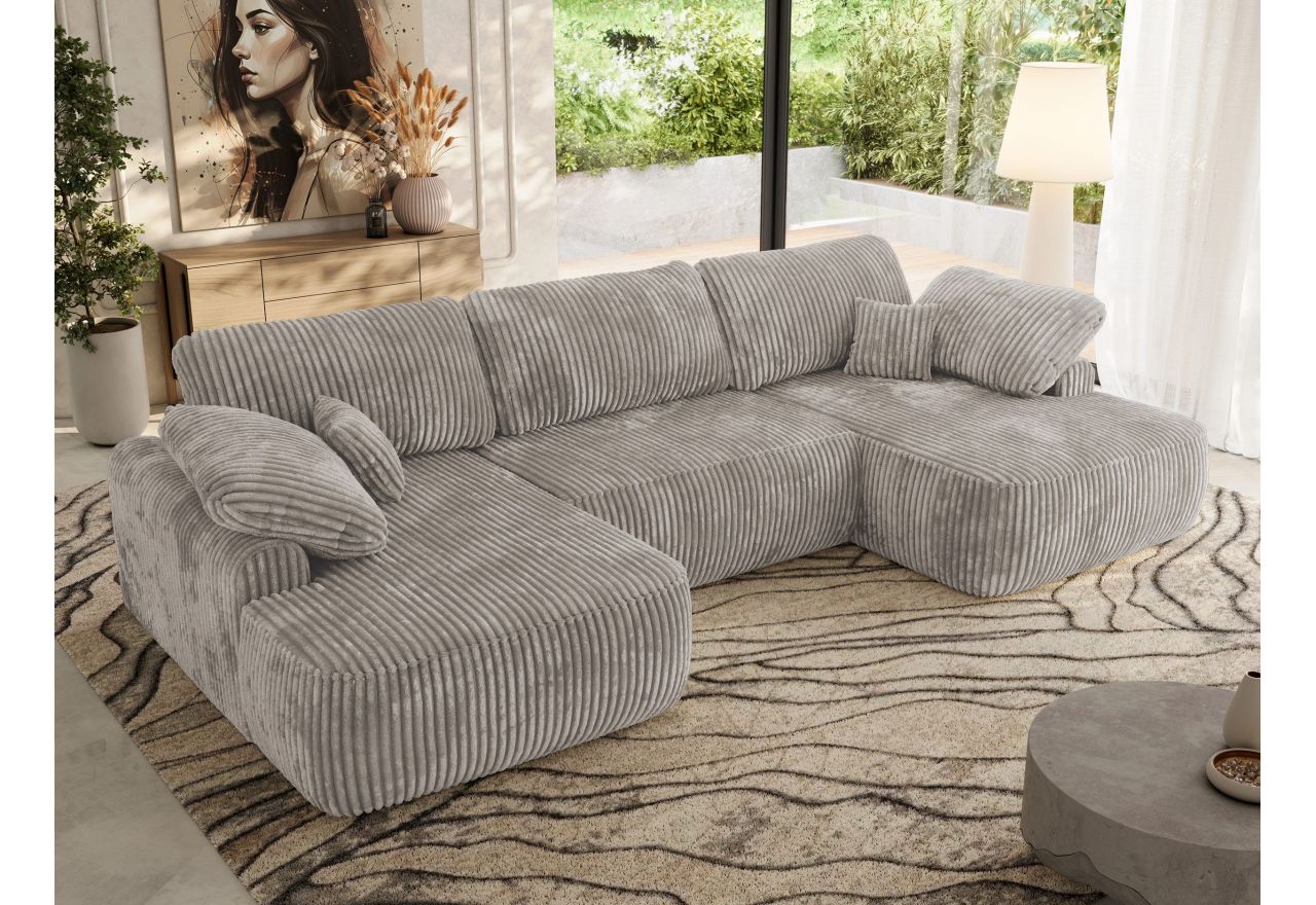 Narożnik CUBO U -  jasnobrązowy, sztruks