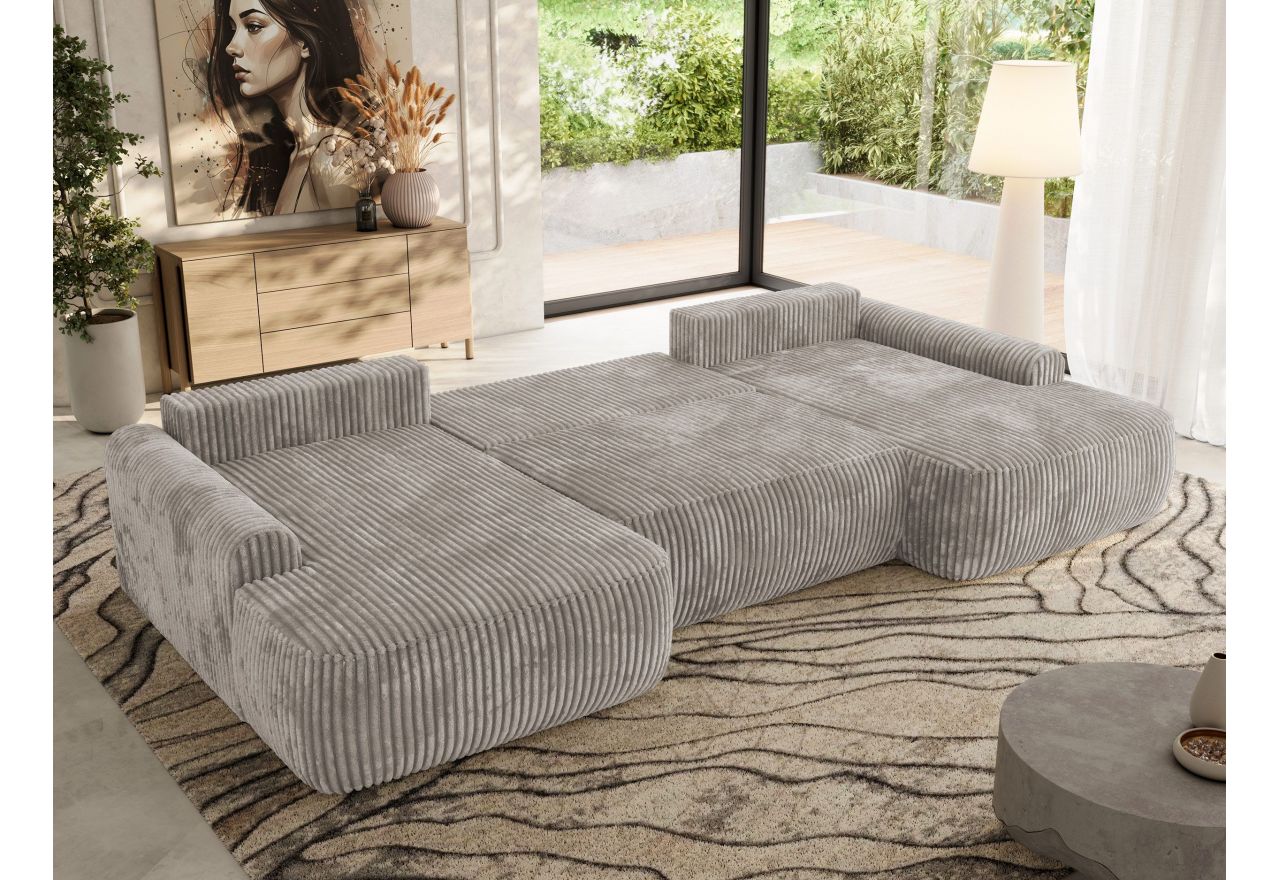 Narożnik CUBO U -  jasnobrązowy, sztruks