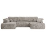 Narożnik CUBO U -  jasnobrązowy, sztruks