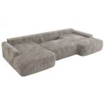 Narożnik CUBO U -  jasnobrązowy, sztruks