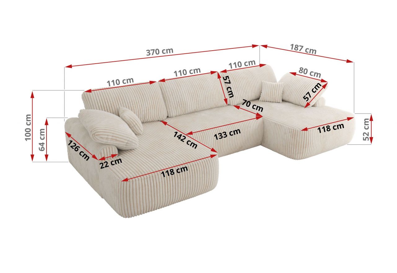 Narożnik CUBO U -  beżowy, sztruks