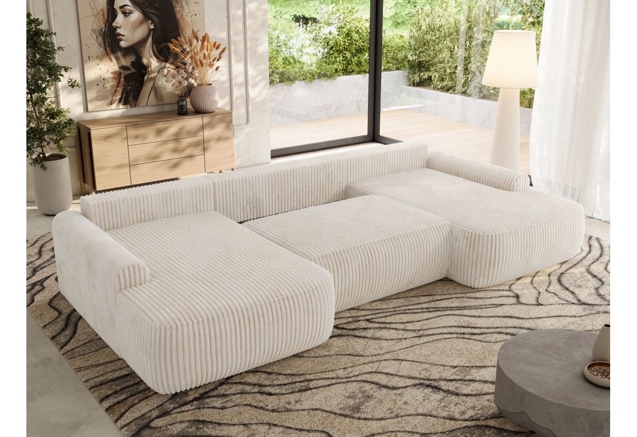 Narożnik CUBO U -  beżowy, sztruks