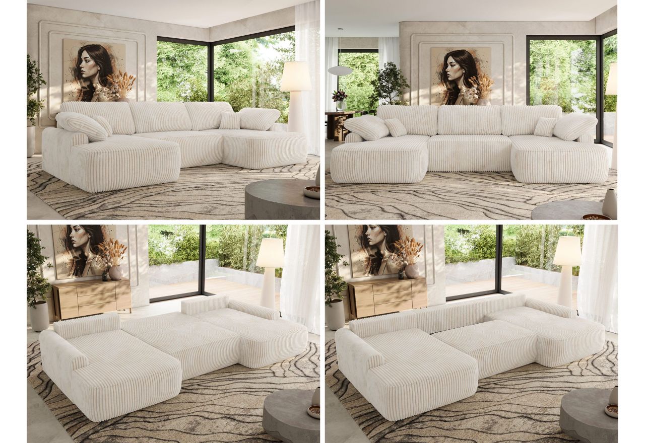 Narożnik CUBO U -  beżowy, sztruks