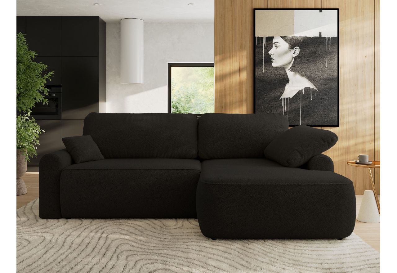 Narożnik CUBO L - strona prawa - czarny, boucle