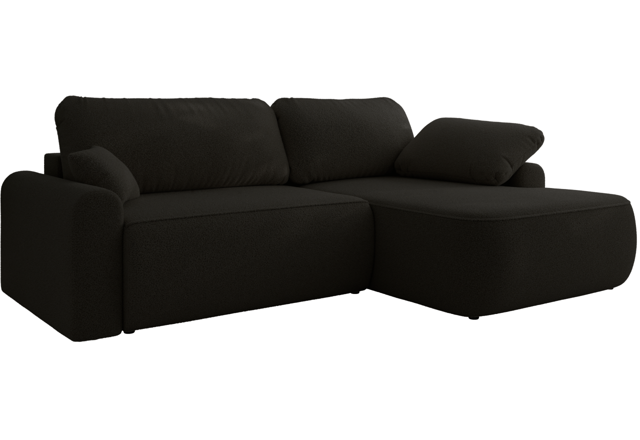 Narożnik CUBO L - strona prawa - czarny, boucle