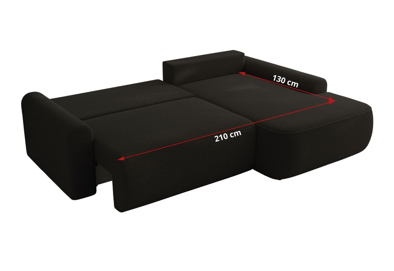 Narożnik CUBO L - strona prawa - czarny, boucle