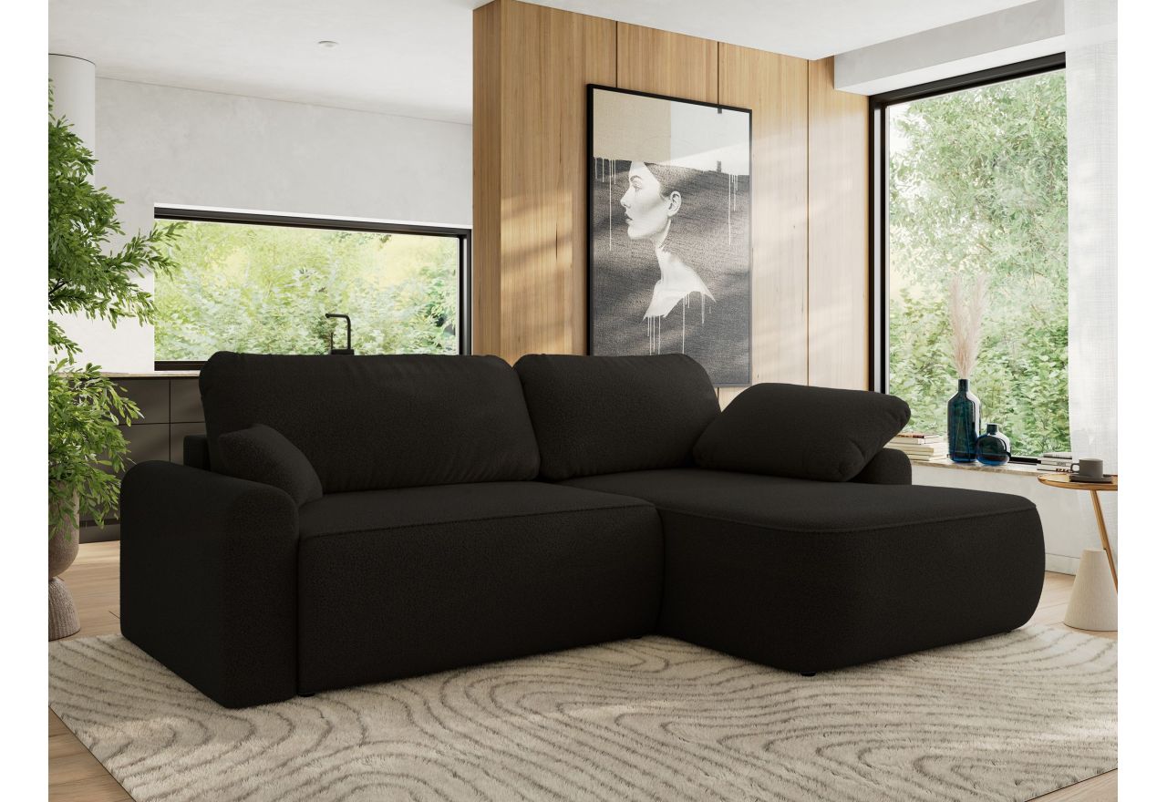 Narożnik CUBO L - strona prawa - czarny, boucle