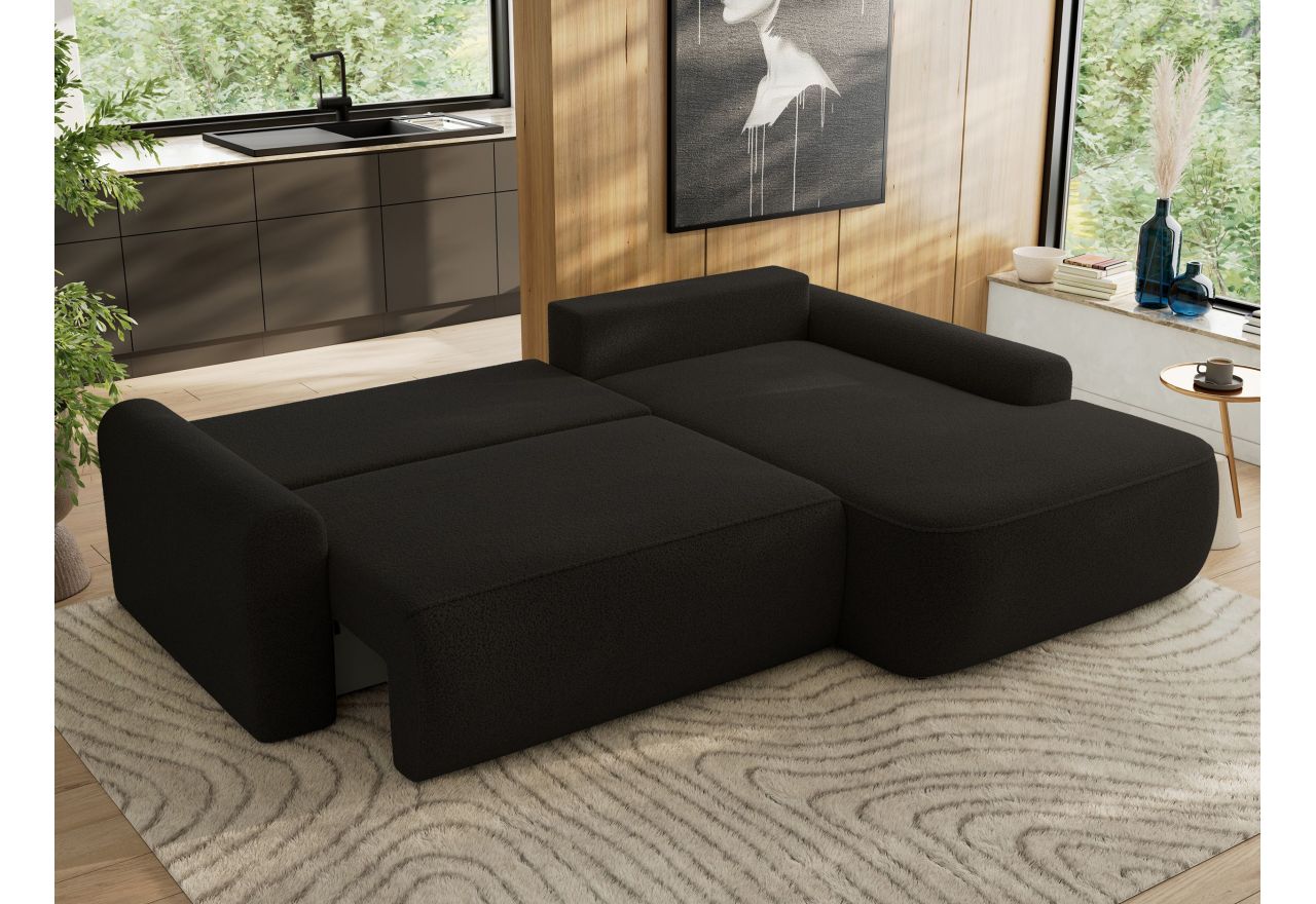 Narożnik CUBO L - strona prawa - czarny, boucle