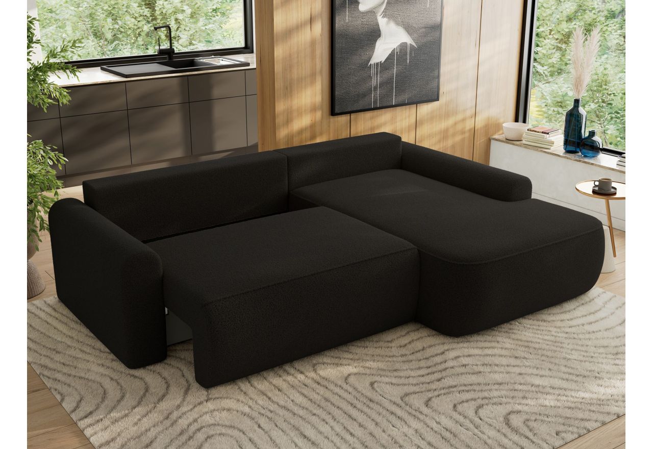 Narożnik CUBO L - strona prawa - czarny, boucle