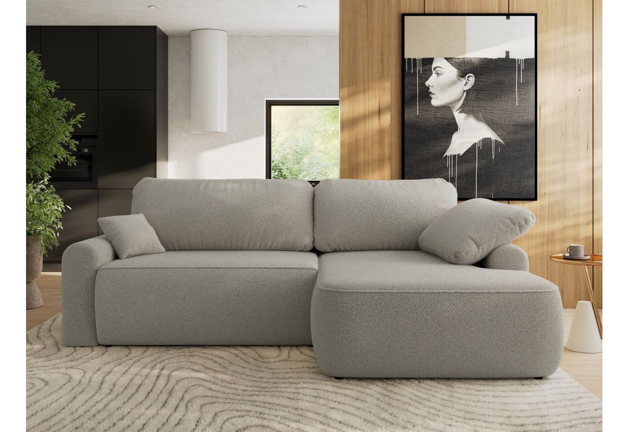 Narożnik CUBO L - strona prawa - jasnoszary, boucle