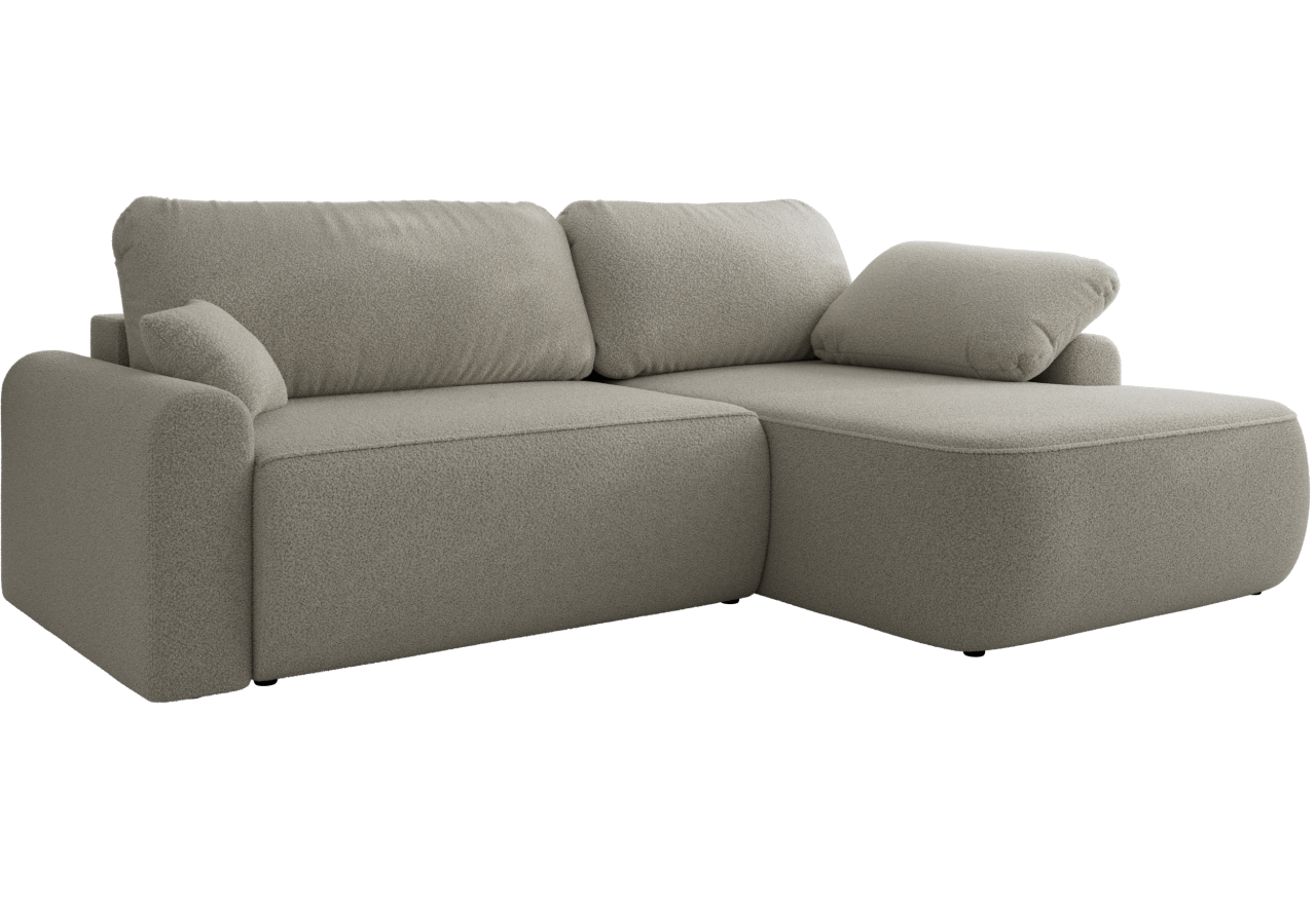 Narożnik CUBO L - strona prawa - jasnoszary, boucle