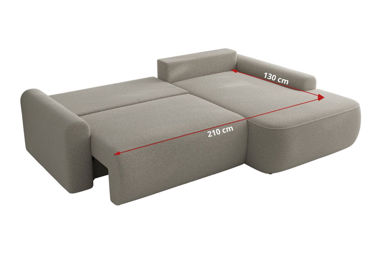 Narożnik CUBO L - strona prawa - jasnoszary, boucle