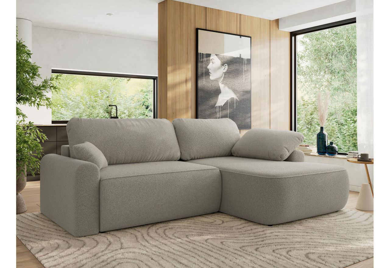 Narożnik CUBO L - strona prawa - jasnoszary, boucle