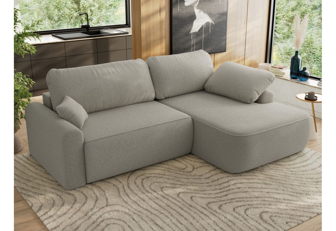 Narożnik CUBO L - strona prawa - jasnoszary, boucle