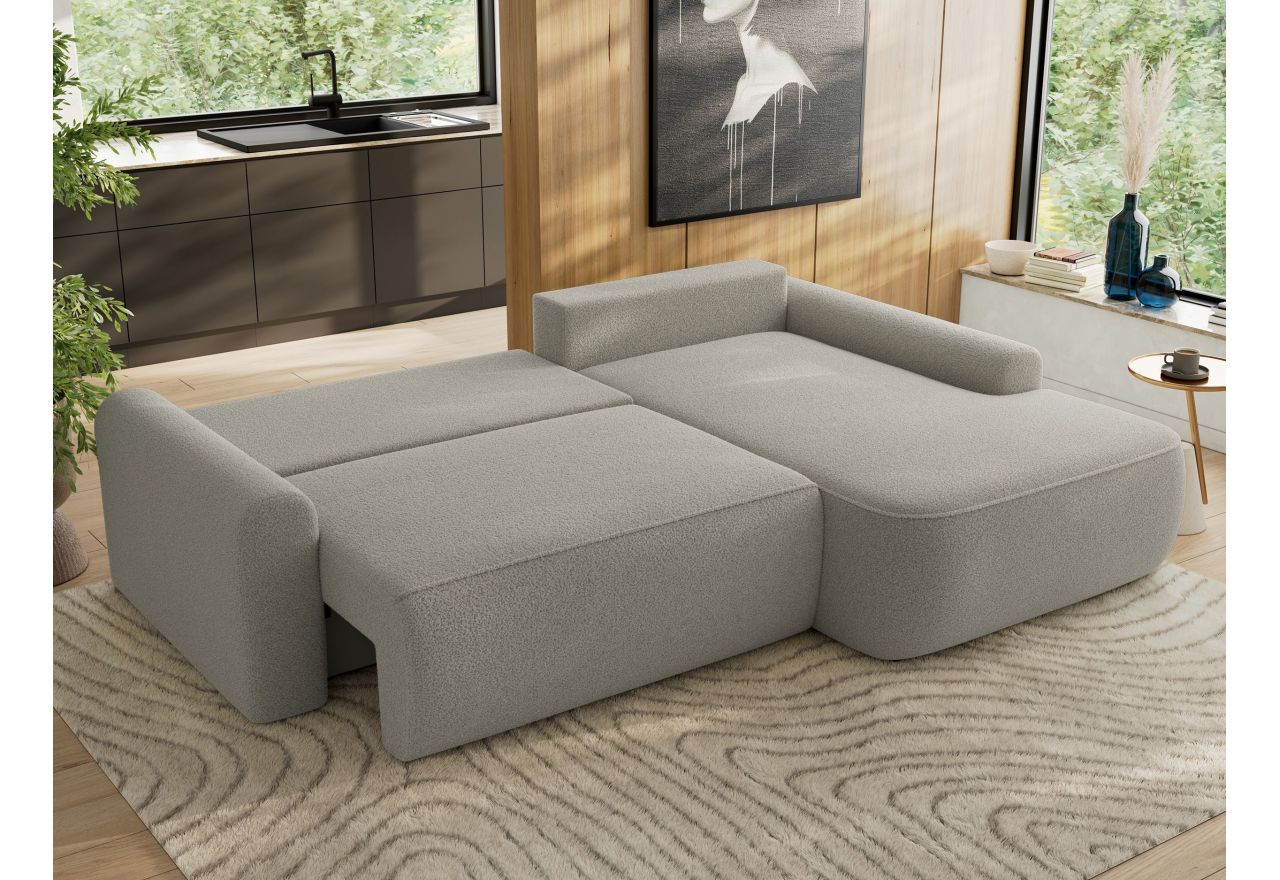 Narożnik CUBO L - strona prawa - jasnoszary, boucle