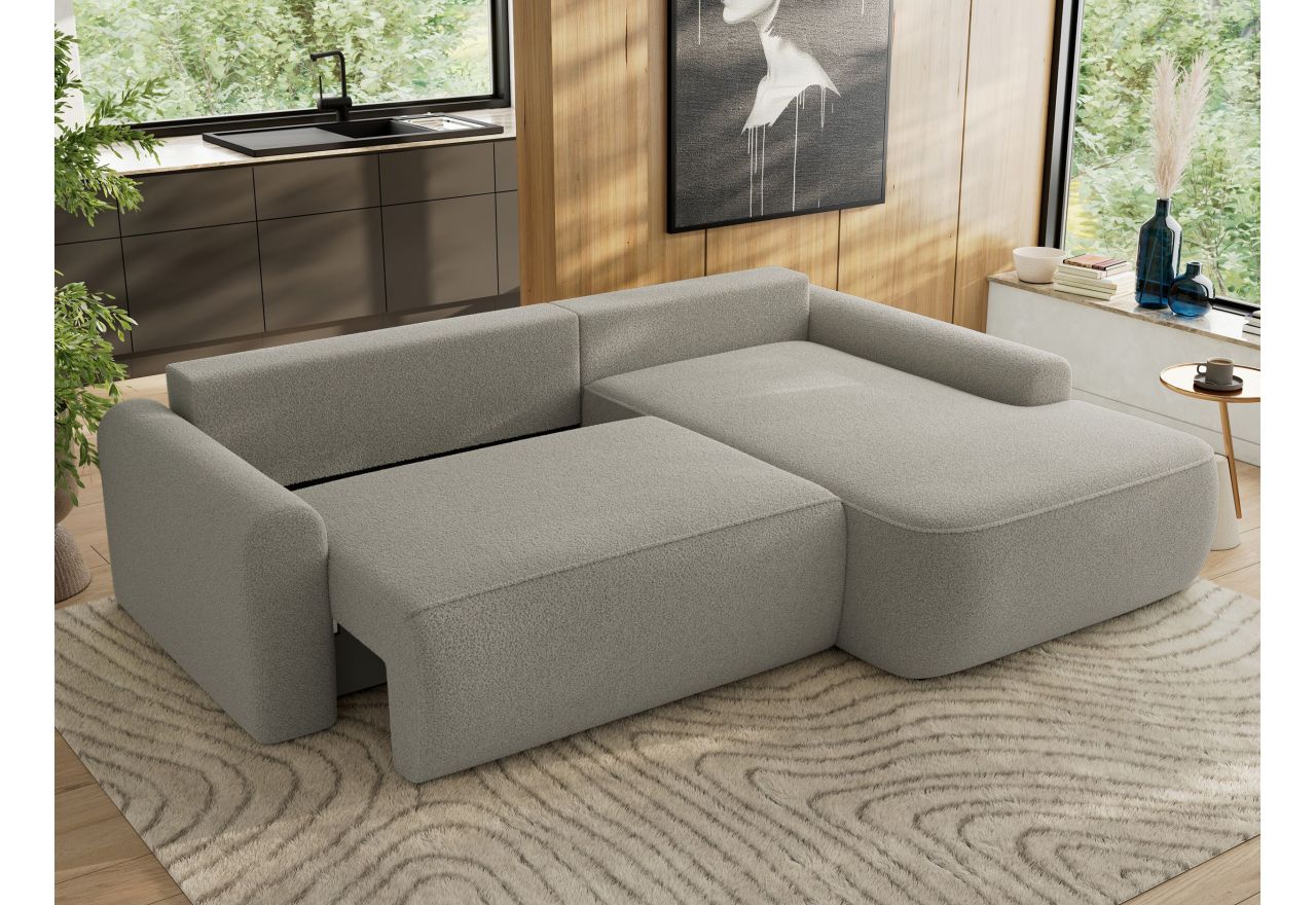 Narożnik CUBO L - strona prawa - jasnoszary, boucle