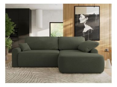 Narożnik CUBO L - strona prawa - ciemnozielony, boucle